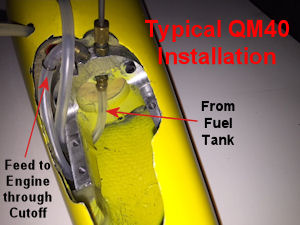 Jett QM40 engine mount with needle valve